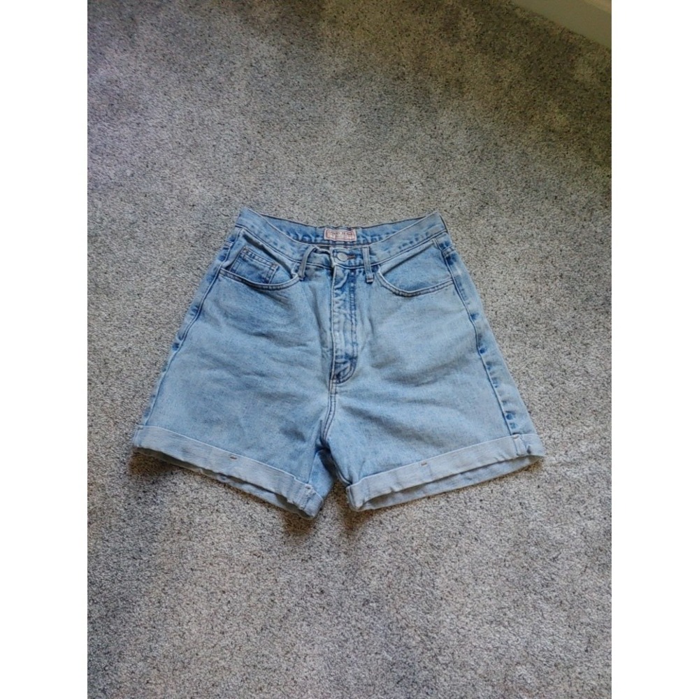 VTG 90s Guess Jeans Jorts Shorts High Waisted Women Cuffed Distressed Sz 30 Acid